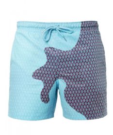 Magical Change Color Beach Shorts Summer Men Swimming Trunks Swimwear Swimsuit Quick Dry bathing shorts Beach Pant (Option: Blue grid-M)